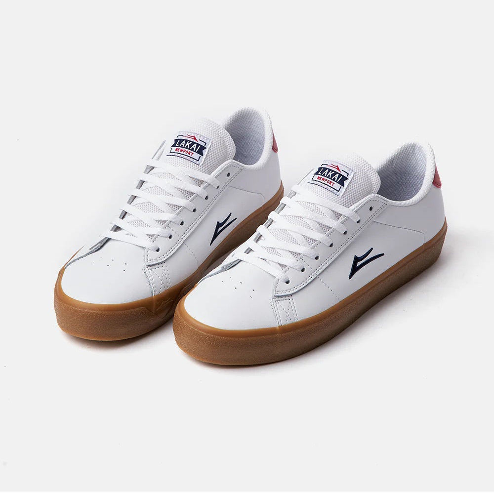 Lakai Shoes Newport - White/Gum Leather