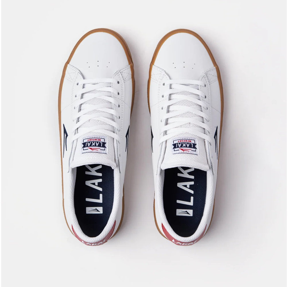 Lakai Shoes Newport - White/Gum Leather