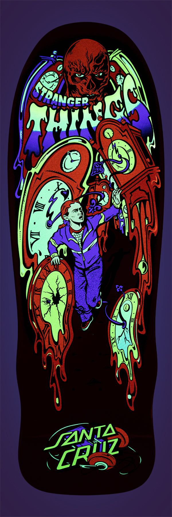 SANTA CRUX x STRANGER THINGS GRABKE MAX MELTING CLOCK 9.7" SKATEBOARD DECK