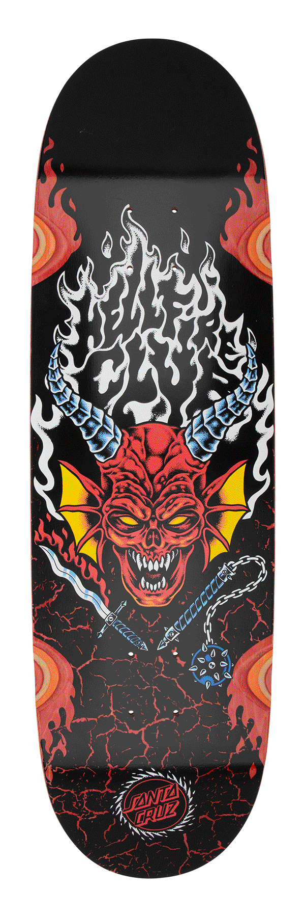 SANTA CRUZ x STRANGER THINGS HELLFIRE CLUB FLAMES 9" COMPLETE SKATEBOARD