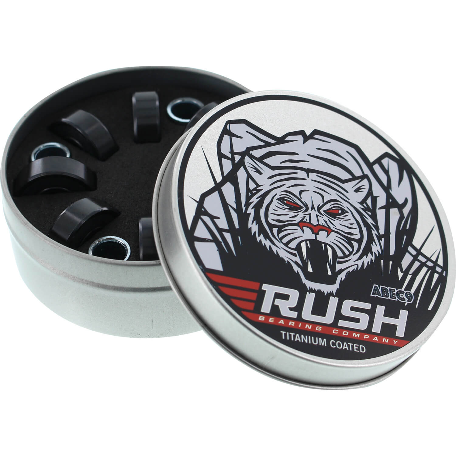 Rush 8mm ABEC-9 Titanium Coated Skateboard Bearings (Set of 8)