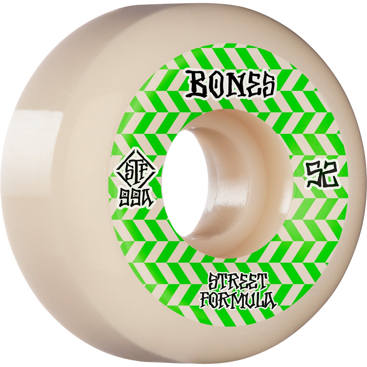 Bones STF Patterns V5 52mm 99a Wheels - White/Green (Set of 4)
