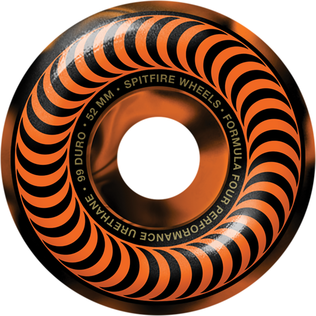 Spitfire Wheels F4 Classic Swirl 52mm 99a - Black/Orange (Set of 4)