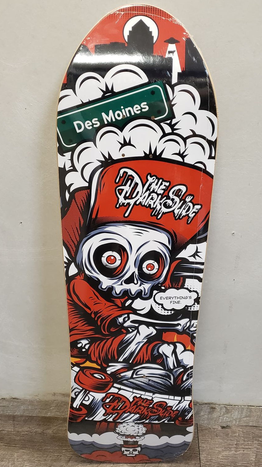 *Pre-Order* The Dark Slide x Skullduggery "Everything's Fine" 80s Shaped 9.25" Skateboard Deck