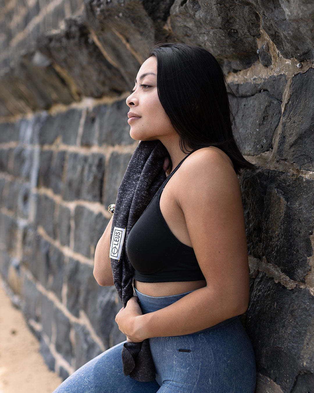 Black Heather Gym ECO Towel