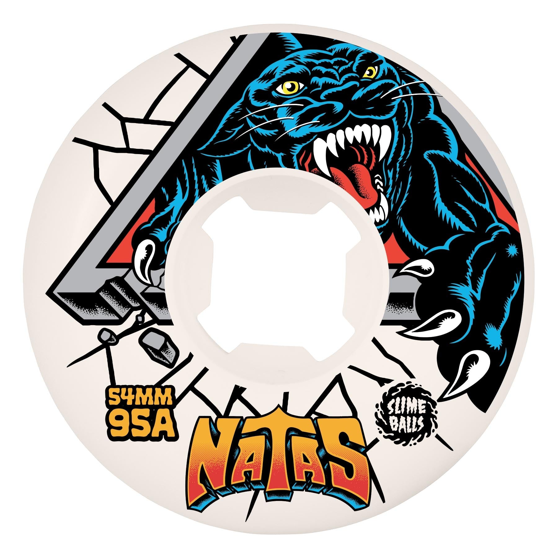 Slime Balls Natas Reissue White Hardline 54mm 95a Skateboard Wheels