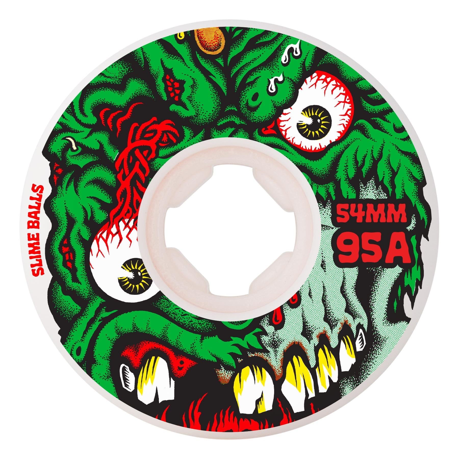 Slime Balls Roskopp Face Two Reissue 54mm 95a White Hardline Skateboard Wheels