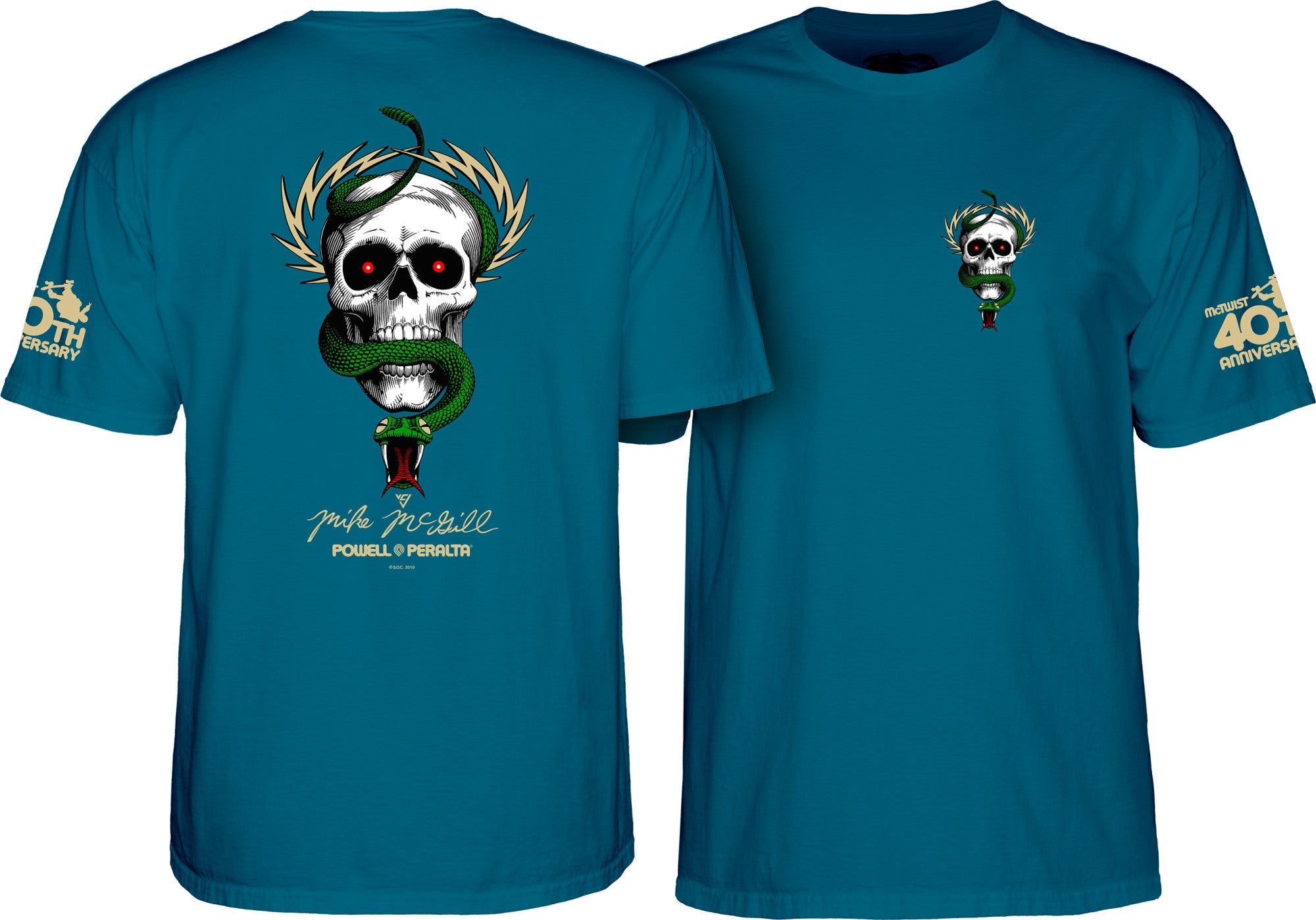 Powell Peralta McGill Skull and Snake 40th Anniversary T-shirt - Galapagos Blue