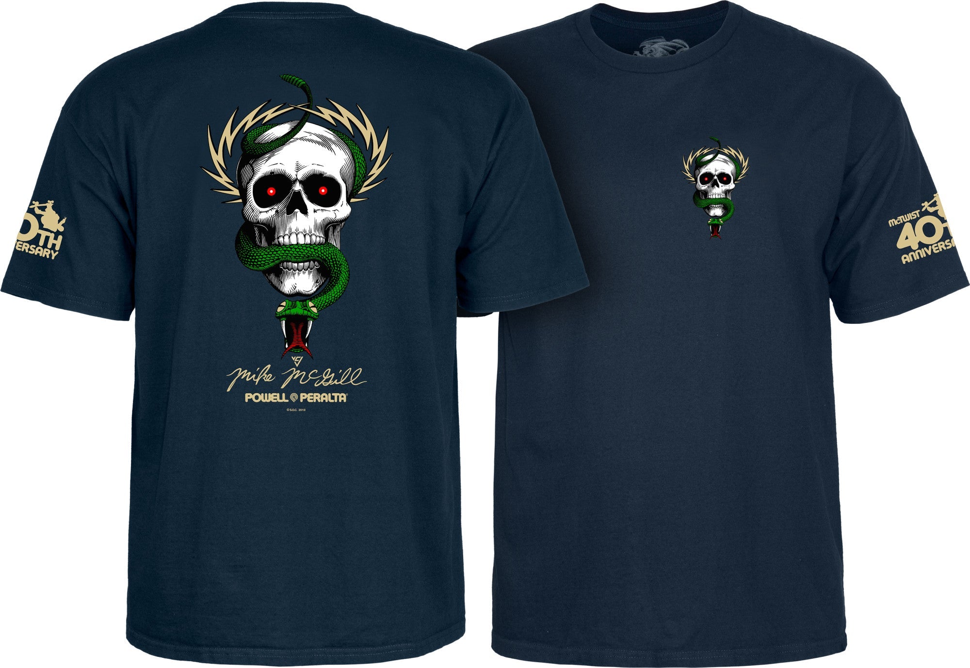 Powell Peralta McGill Skull and Snake 40th Anniversary T-shirt - Navy
