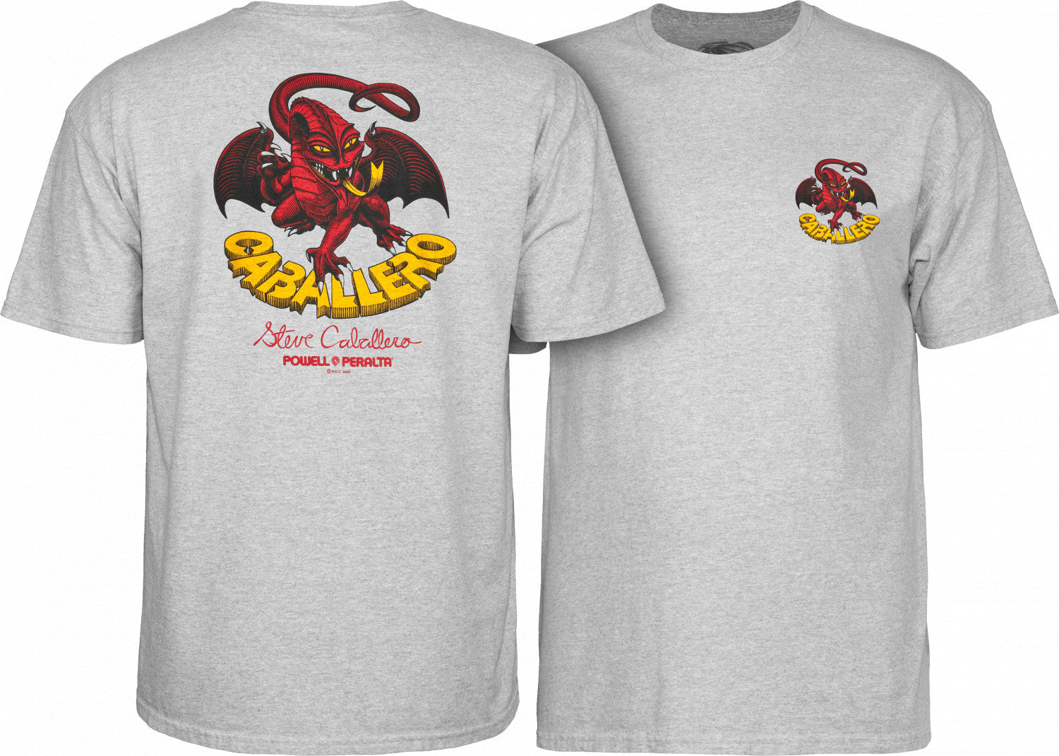 Powell Peralta Steve Caballero Dragon II T-shirt - Heather Gray