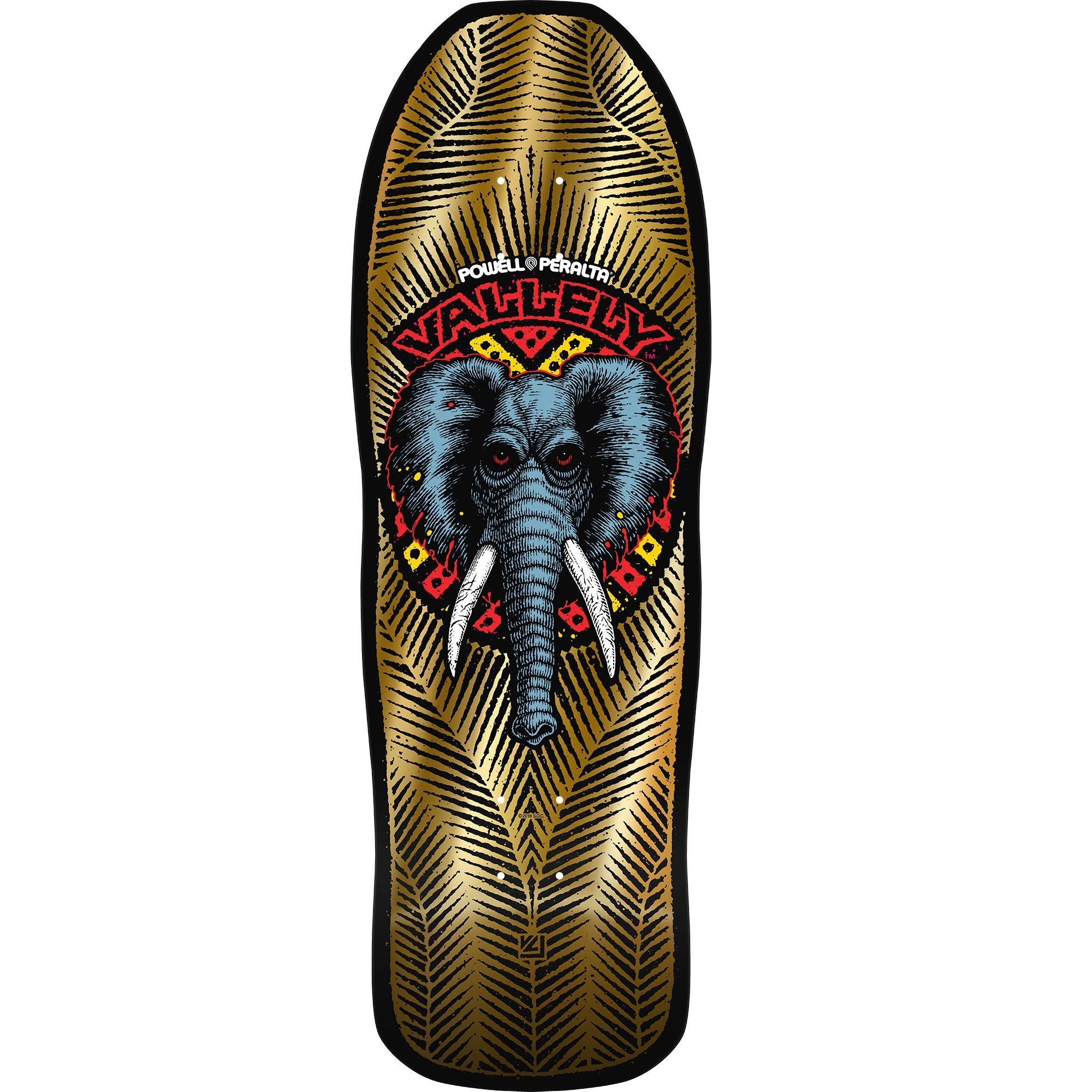 Powell Peralta Mike Vallely Elephant Reissue Skateboard Deck - 10″ Gold Foil