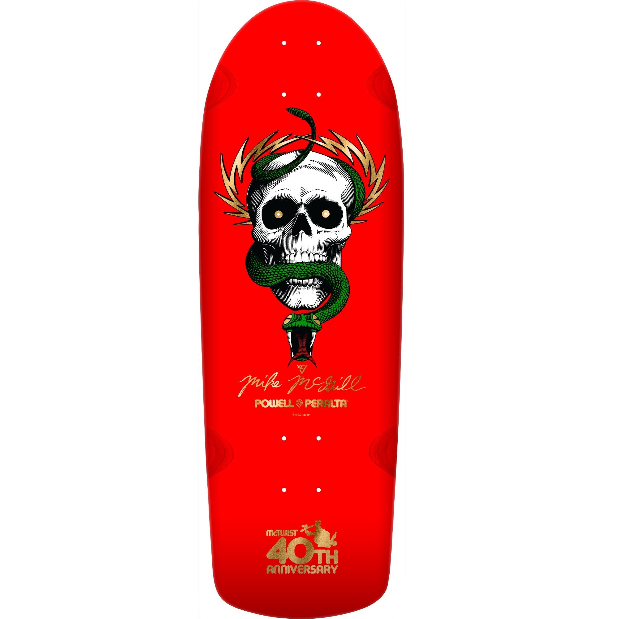 Powell Peralta Mike McGill 40th Anniversary McTwist Reissue Skateboard Deck - 10" Red/Gold Foil