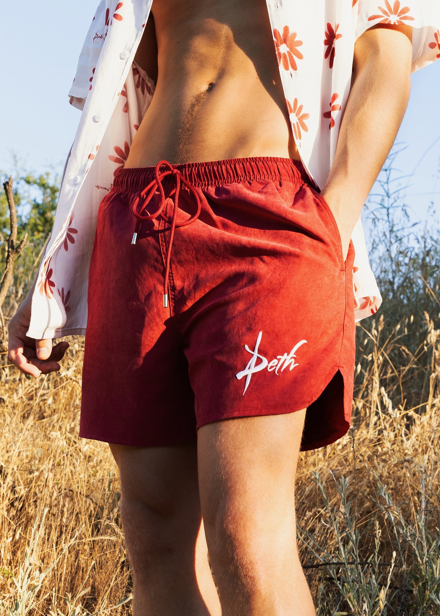 RED SAFARI SWIM SHORT