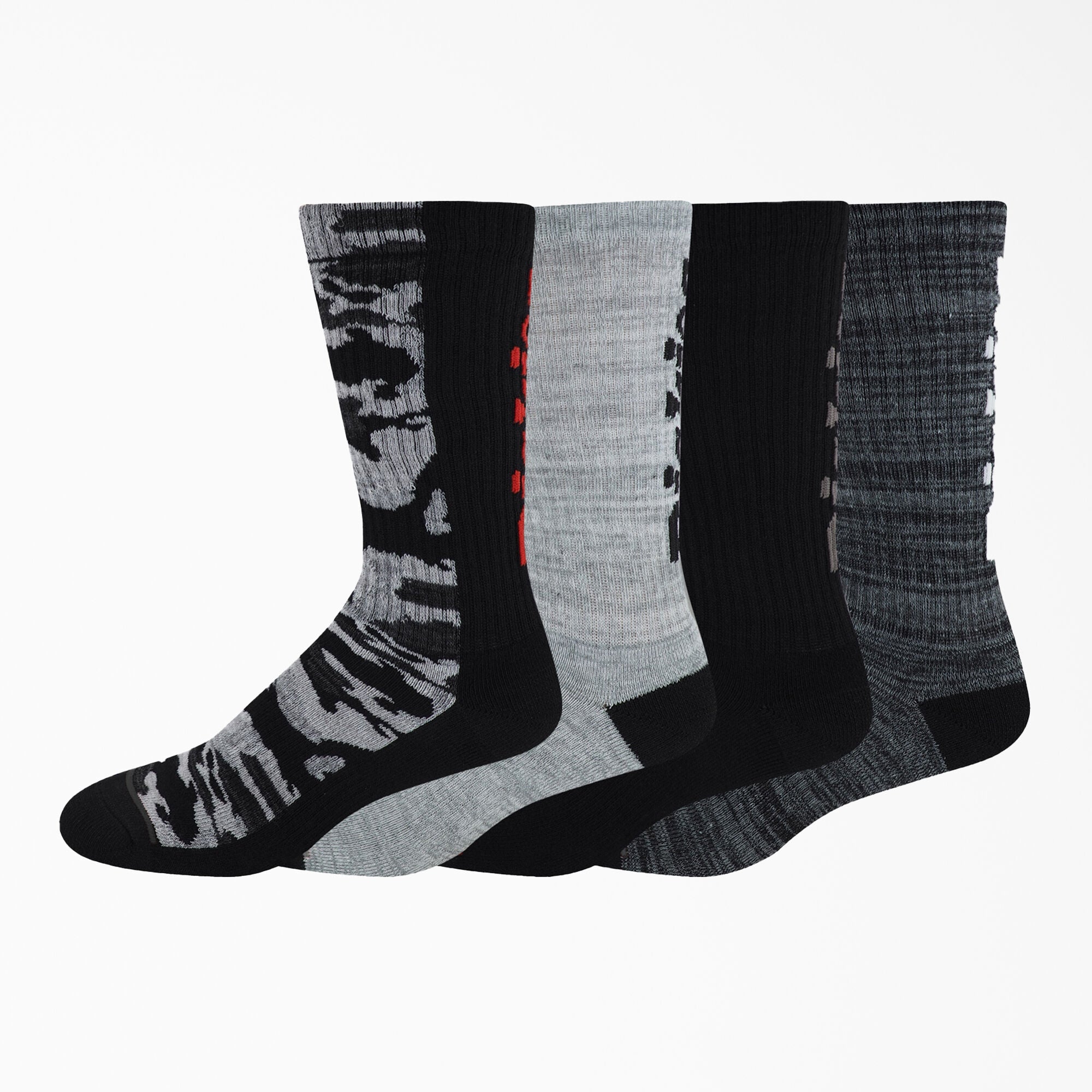 Dickies Logo Crew Socks - Black Gray Marled