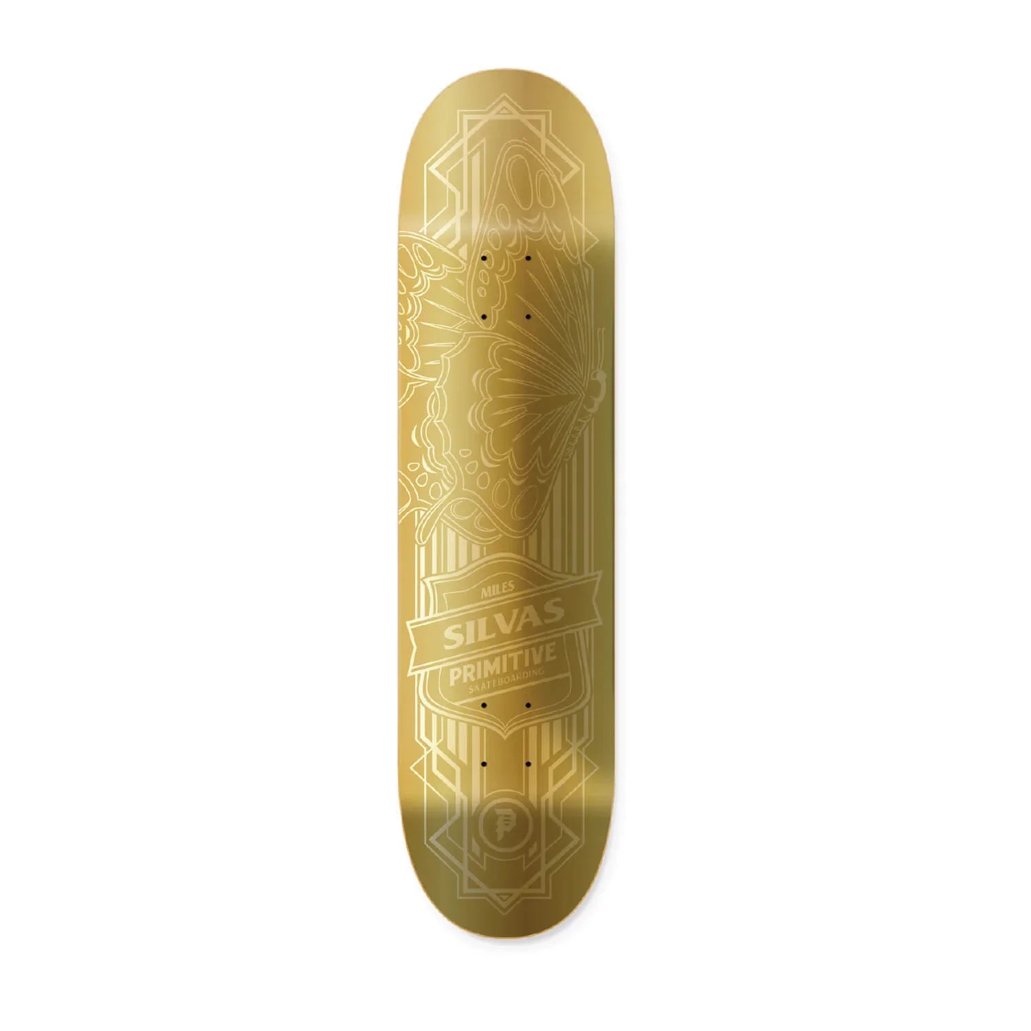 Primitive Silvas Gold Foil Butterfly Skateboard Deck - 8.25″ Gold