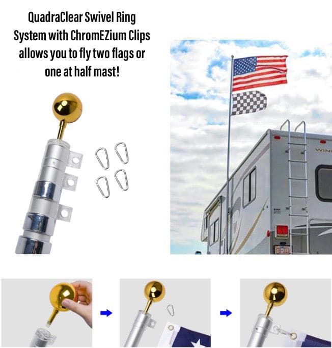 Rise Flagpole 20 Foot Silver