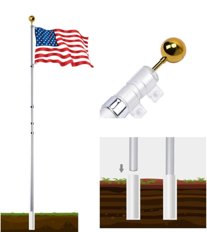 Rise Flagpole 20 Foot Silver