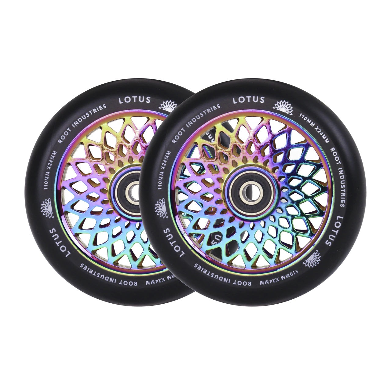Root Industries 110mm X 24mm Lotus Wheels - Black/Rocket Fuel (Pair)