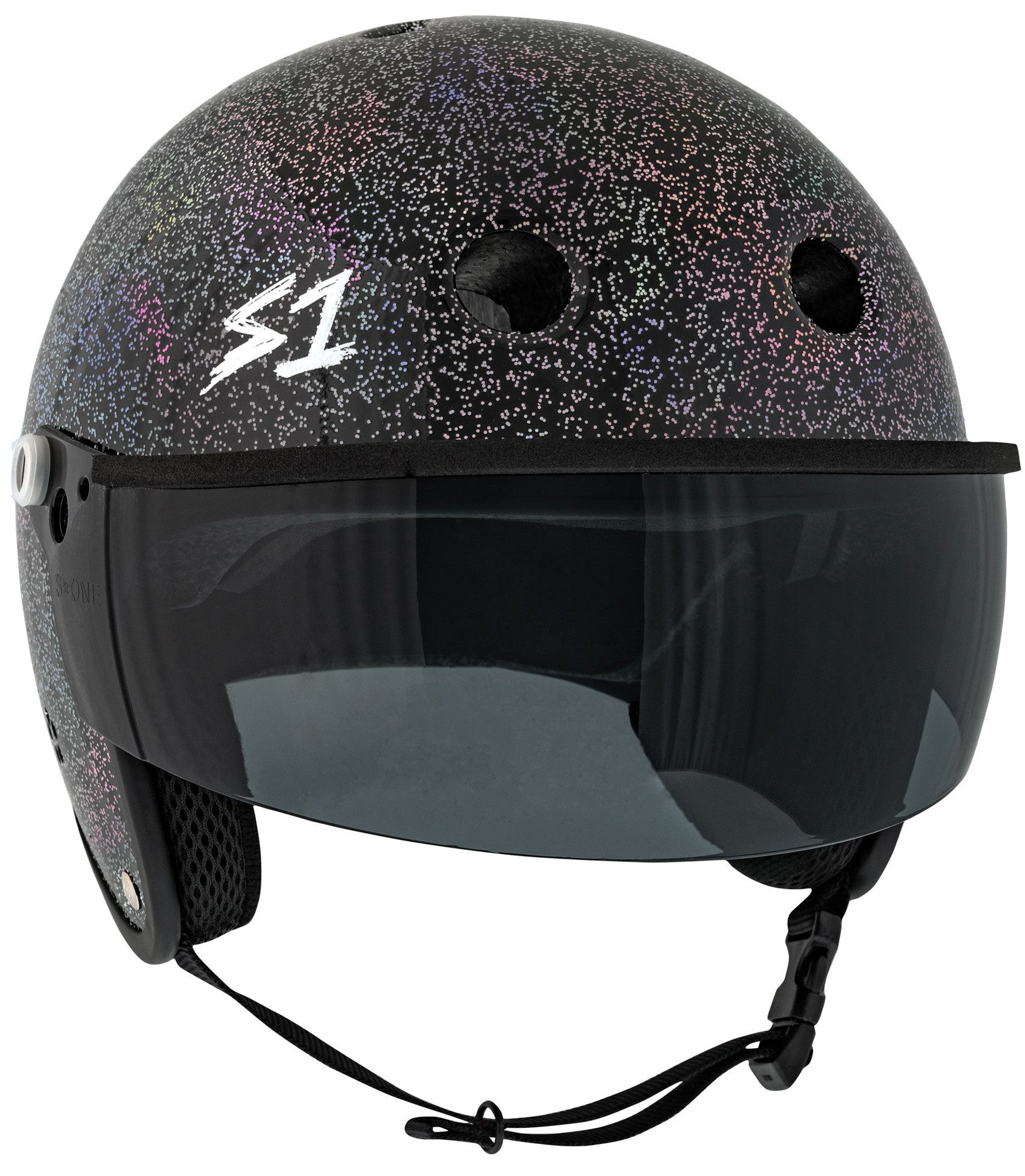 S1 Retro Lifer E-Helmet - Black Gloss Glitter