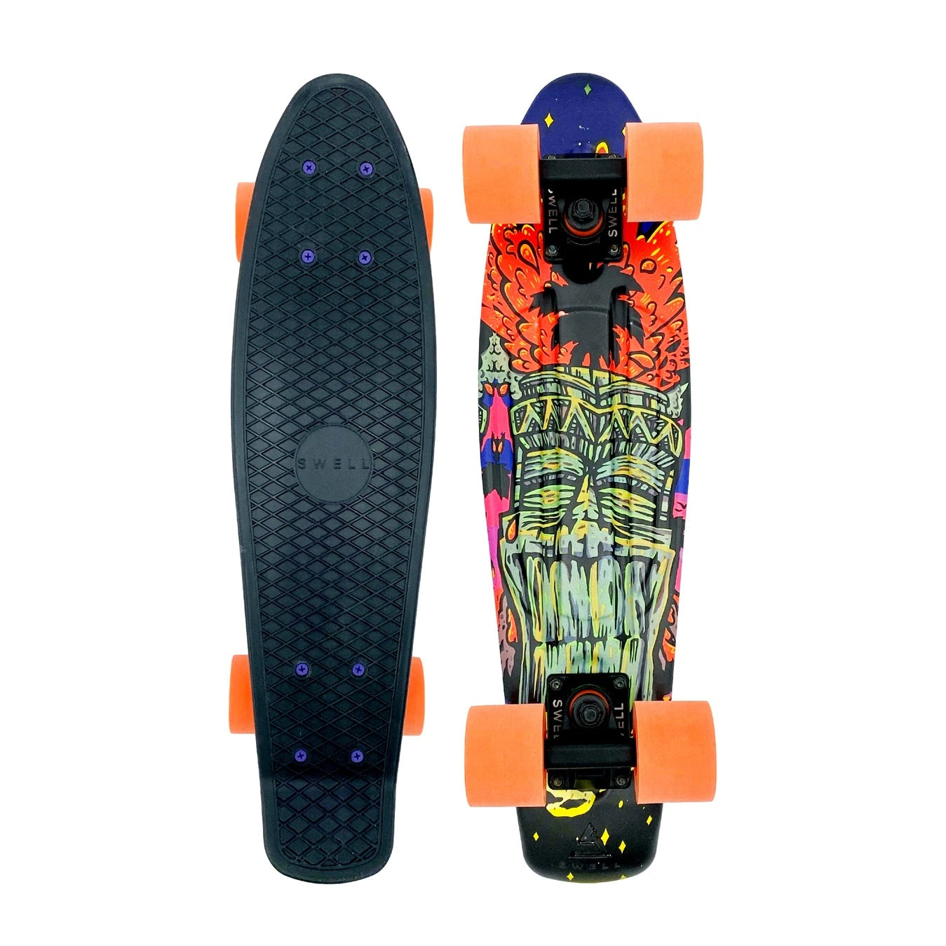 Swell Tiki Volcano Complete Cruiser 22″ - Black/Orange