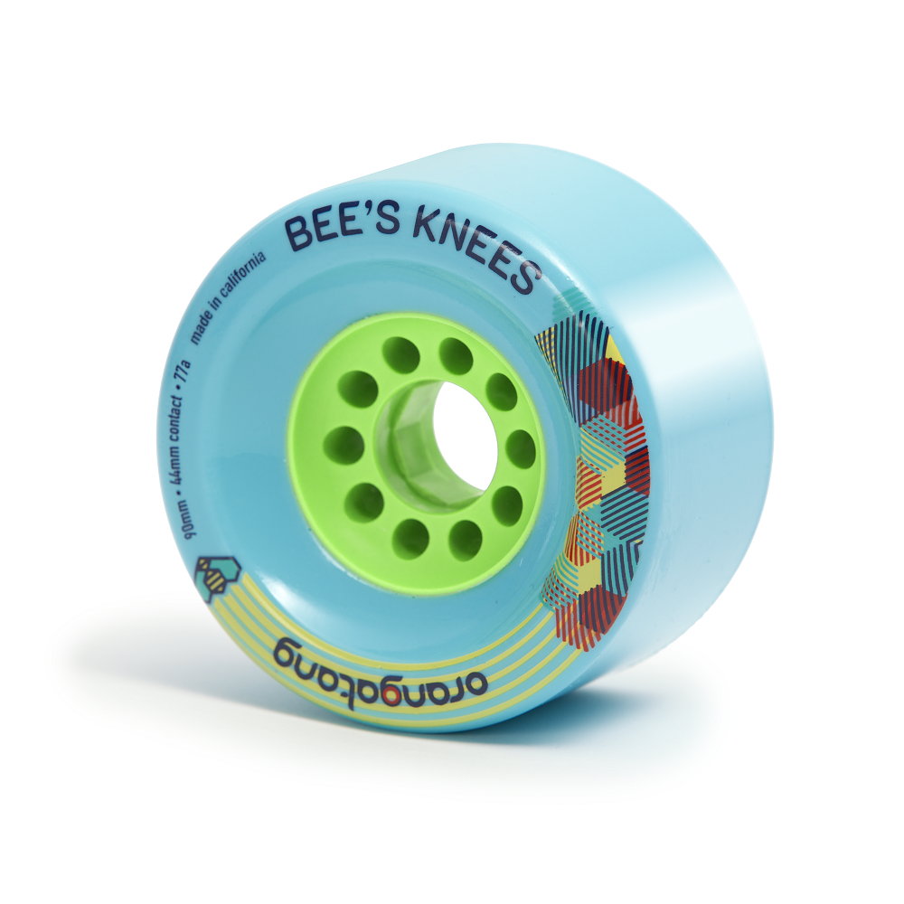 Orangatang Bee's Knees 90mm 77a Longboard Wheels - Blue (Set of 4)