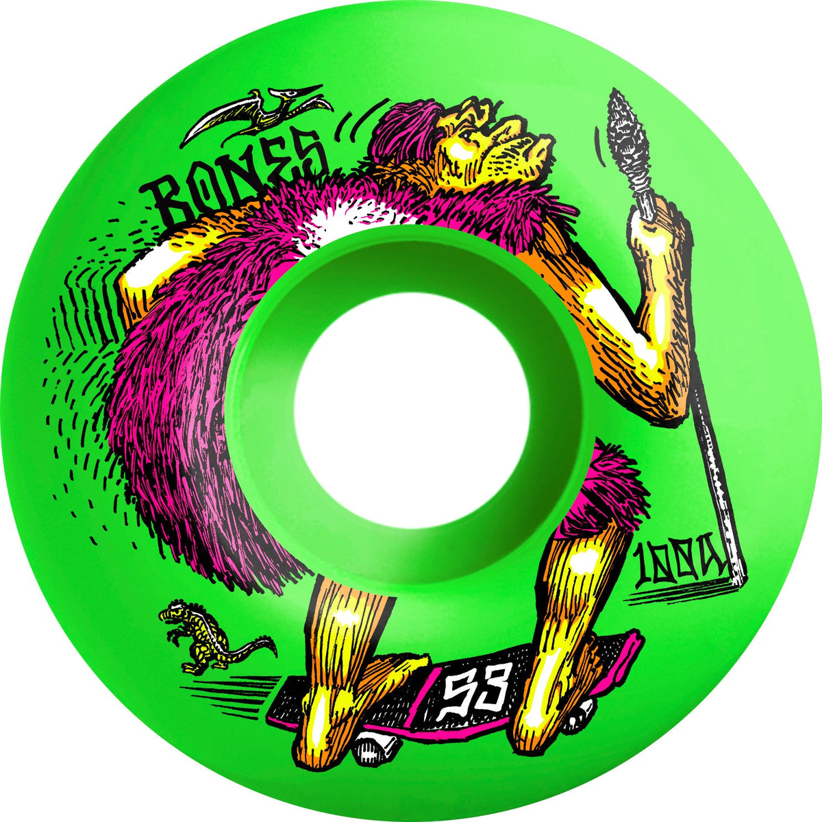 Bones OG Formula NEONderthal V4 Wide 53mm 100a Wheels - Green (Set of 4)