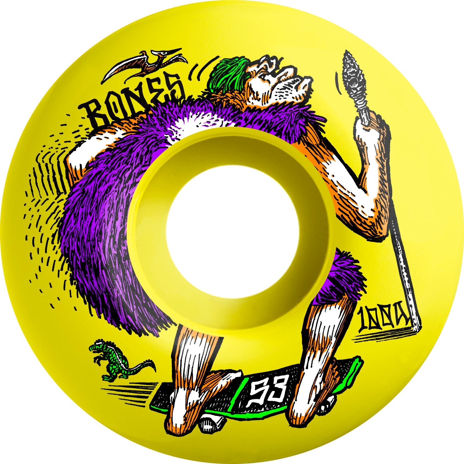 Bones OG Formula NEONderthal V4 Wide 53mm 100a Wheels - Yellow (Set of 4)