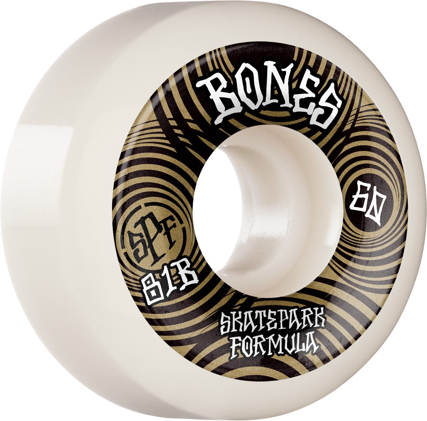 Bones SPF Ripples P5 Sidecut 60mm 101a Wheels - White/Gold (Set of 4)
