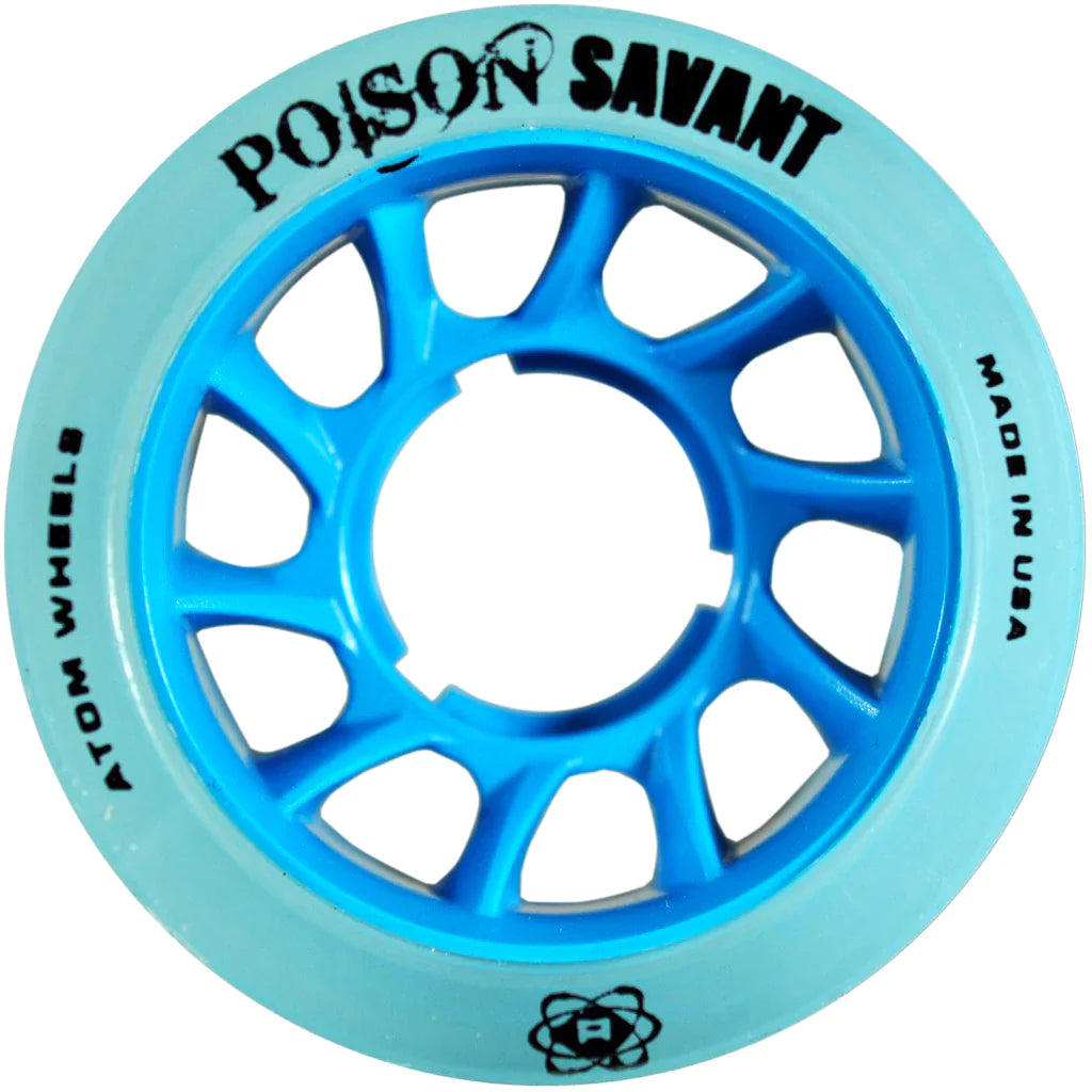 Atom Poison Savant Roller Skate Wheels 59x38mm 84a - Blue (Set of 4)