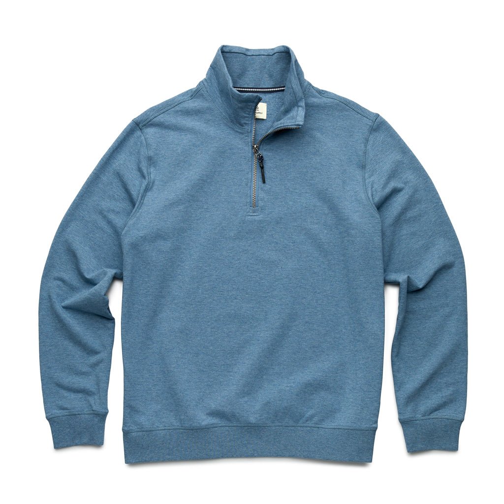 Bobby Brushback Fleece Zip Mock - Blue Heather