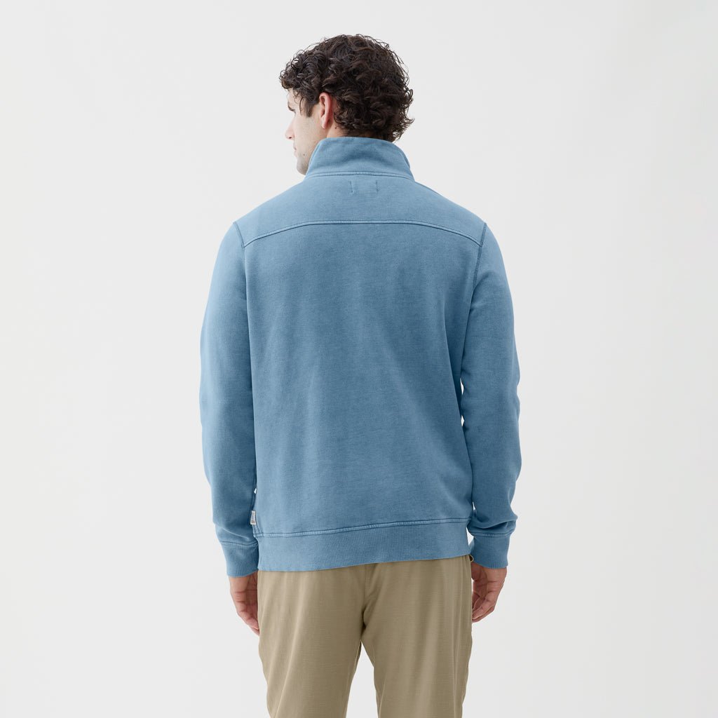 Bobby Brushback Fleece Zip Mock - Blue Heather