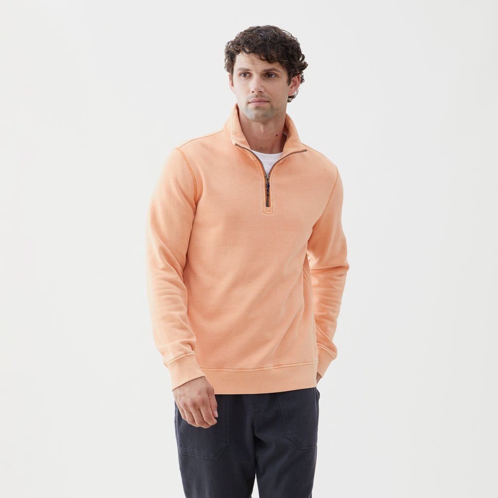 Bobby Heavy Wash Fleece Zip Mock - Burn Sienna