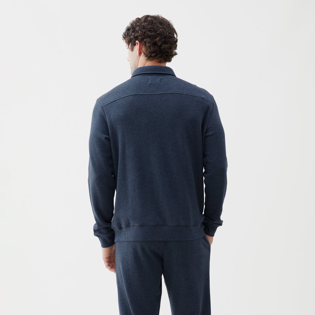 Bobby Loopback Terry Zip Mock - Navy Heather