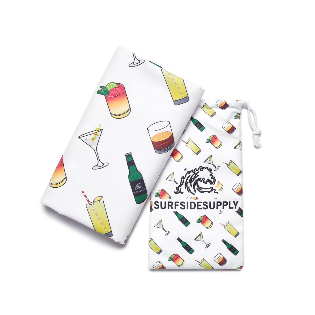 Cocktail Print Towel - White