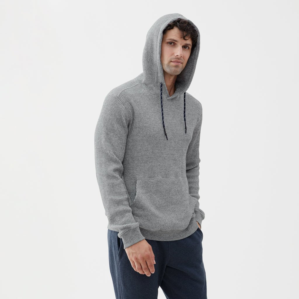 Ivan Waffle Thermal Hoodie - Heather Grey
