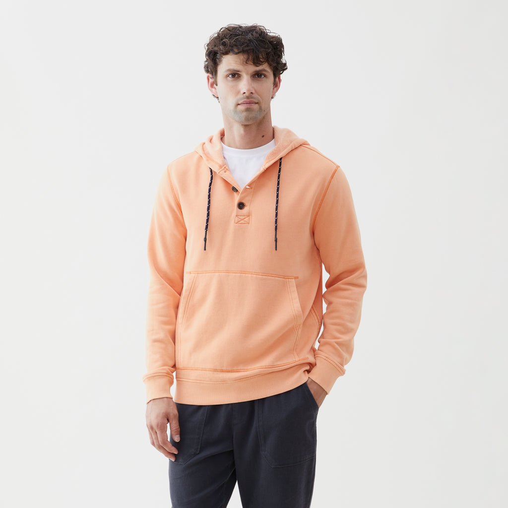 John Heavy Wash Hooded Henley - Burn Sienna