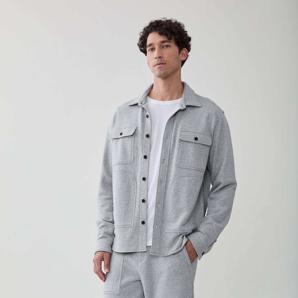 Jon Suede Terry Overshirt Heather Grey