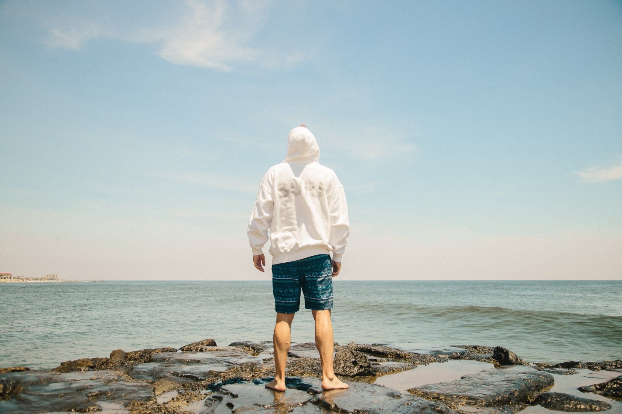 Printed Wave Motif Lined Volley - Beach Bandana