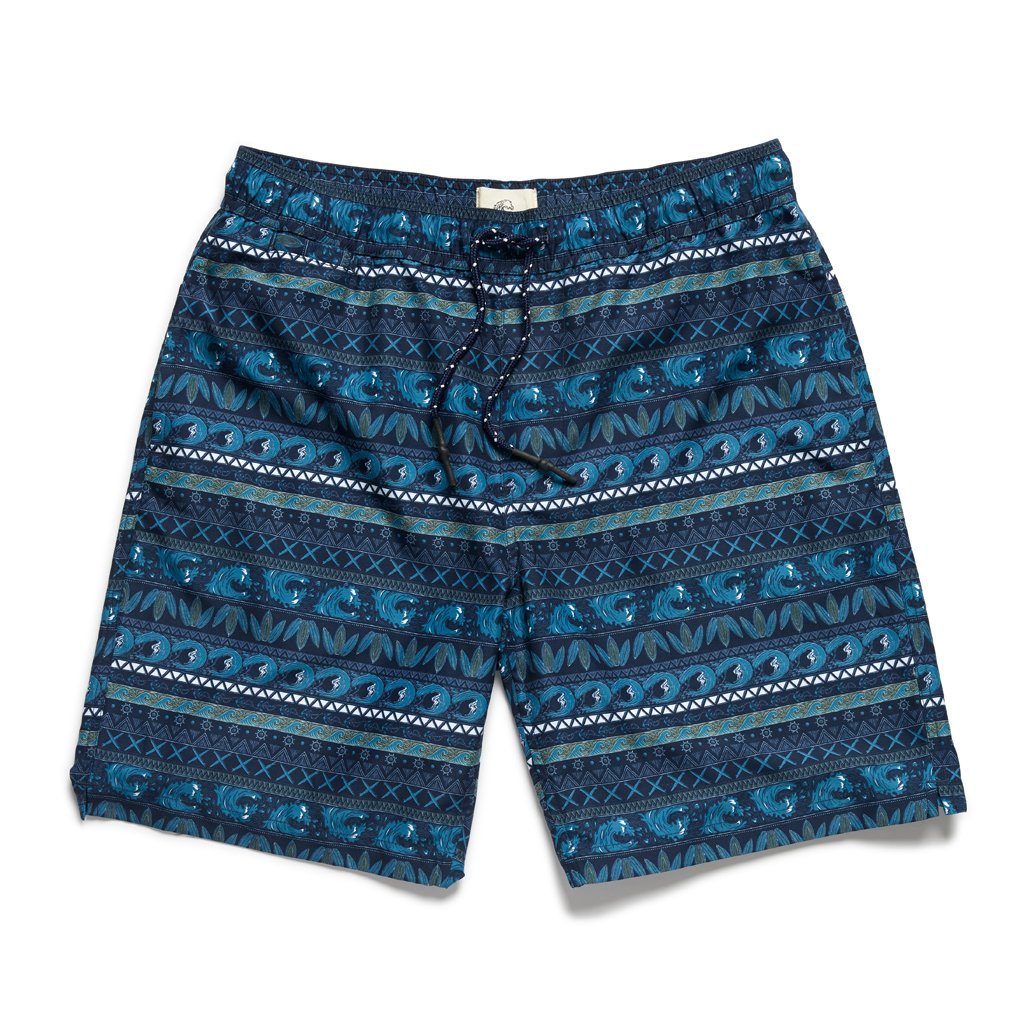 Printed Wave Motif Lined Volley - Beach Bandana