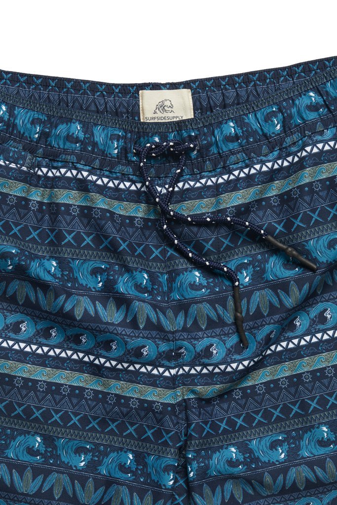 Printed Wave Motif Lined Volley - Beach Bandana