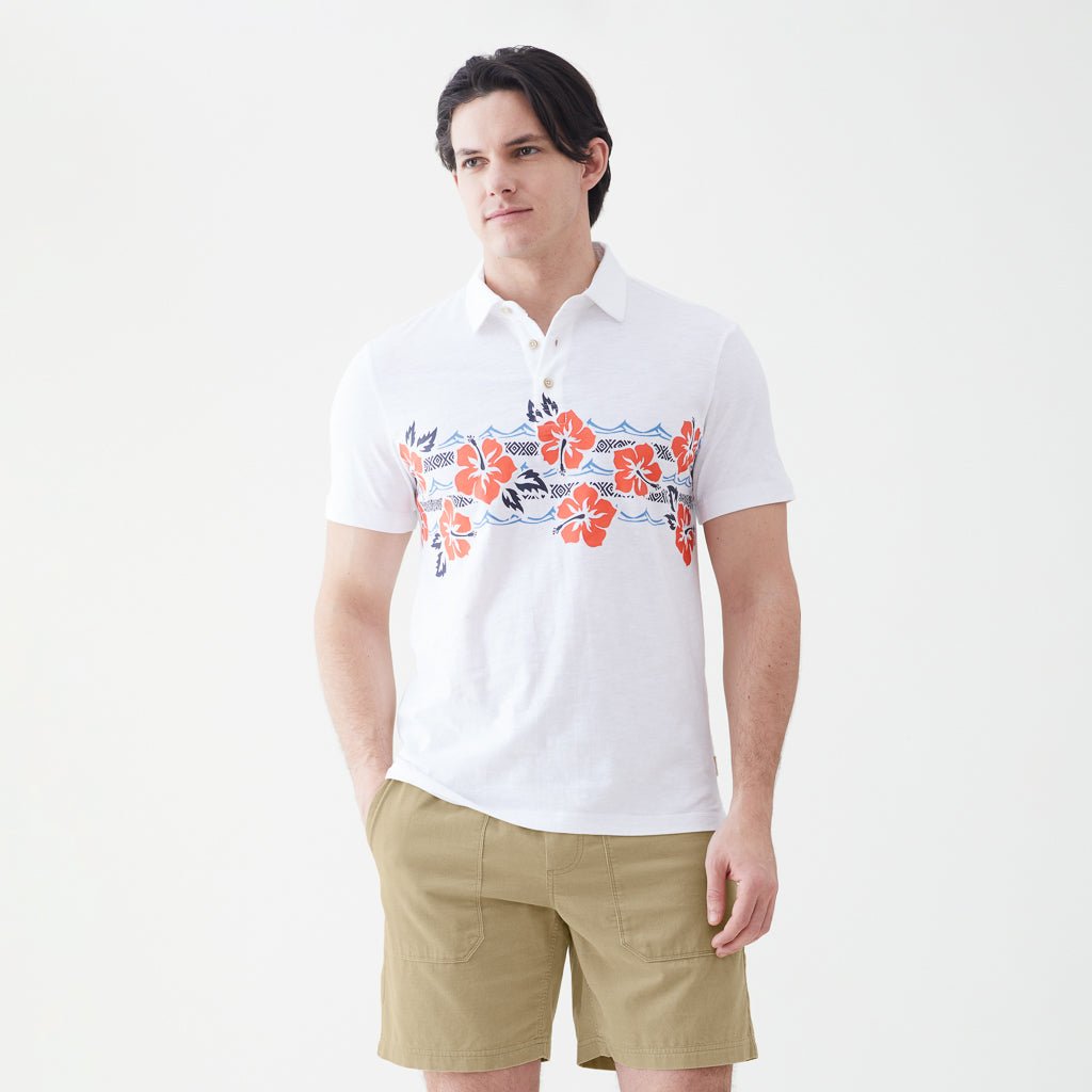 Ryan Floral Polo - White