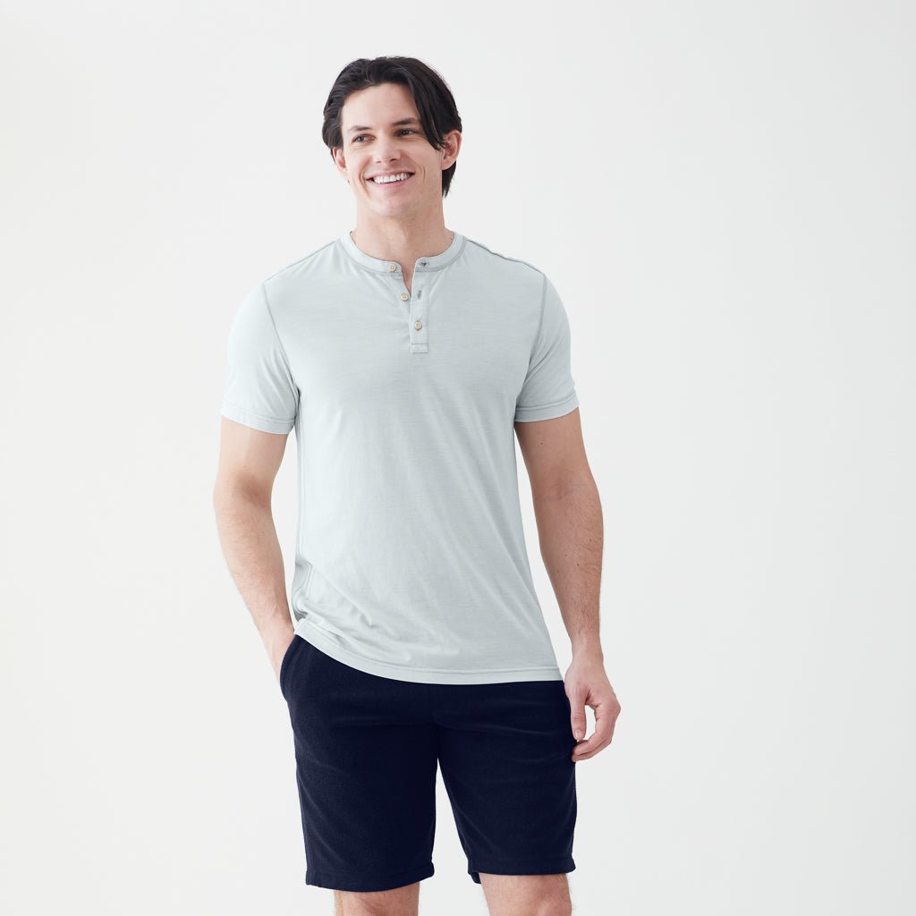 Sean Burnout Henley - Aqua Grey