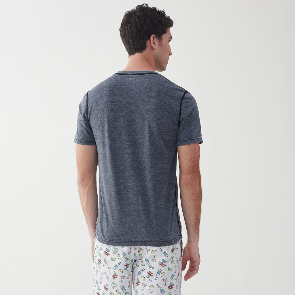 Sean Burnout Henley - Navy Blazer