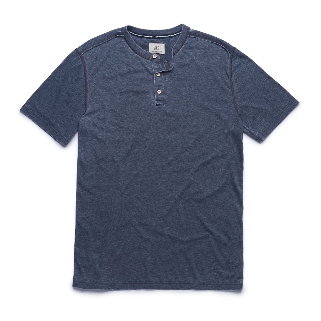 Sean Burnout Henley - Navy Blazer