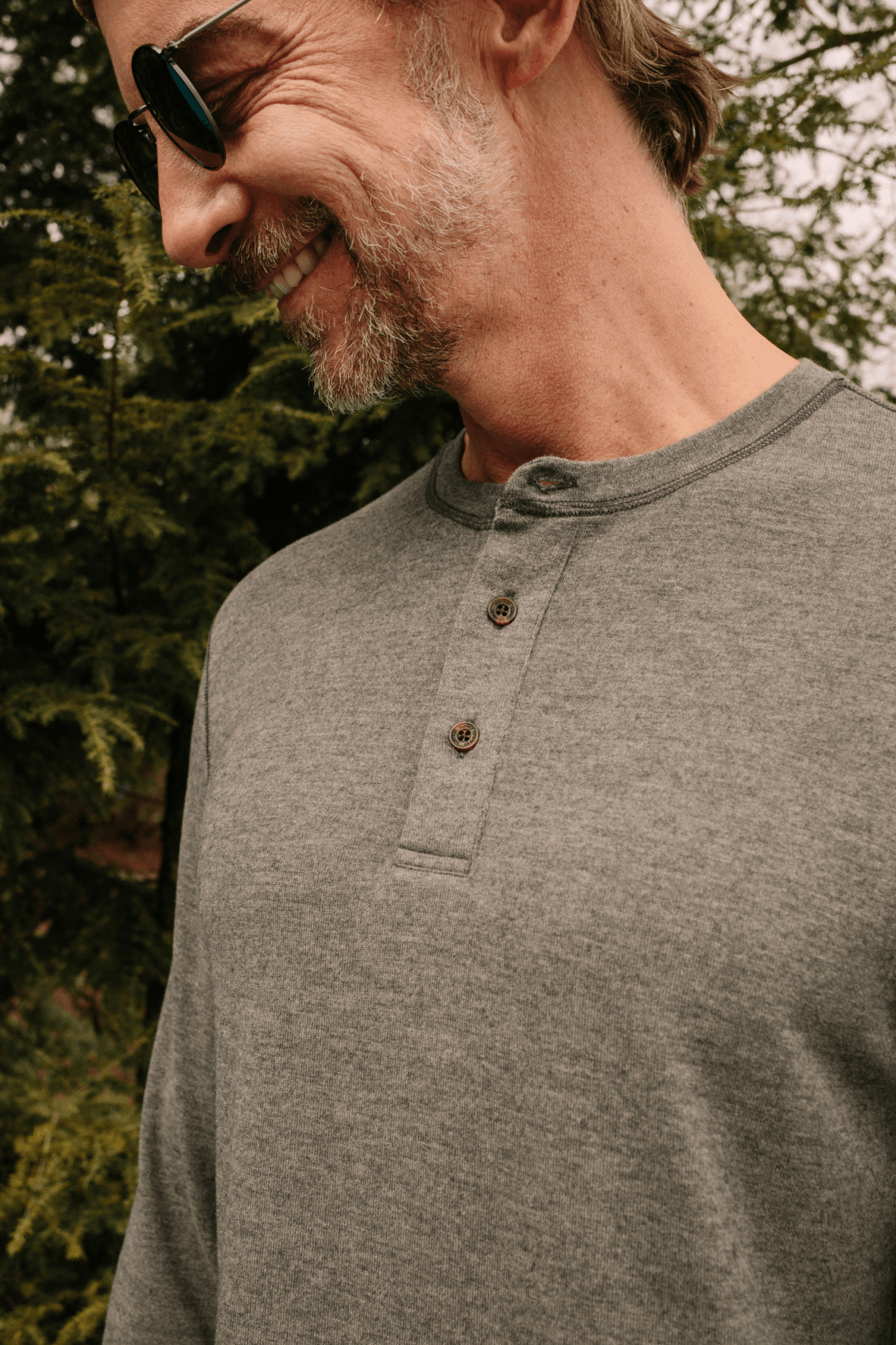 Sean Classic Soft Henley - Charcoal Heather