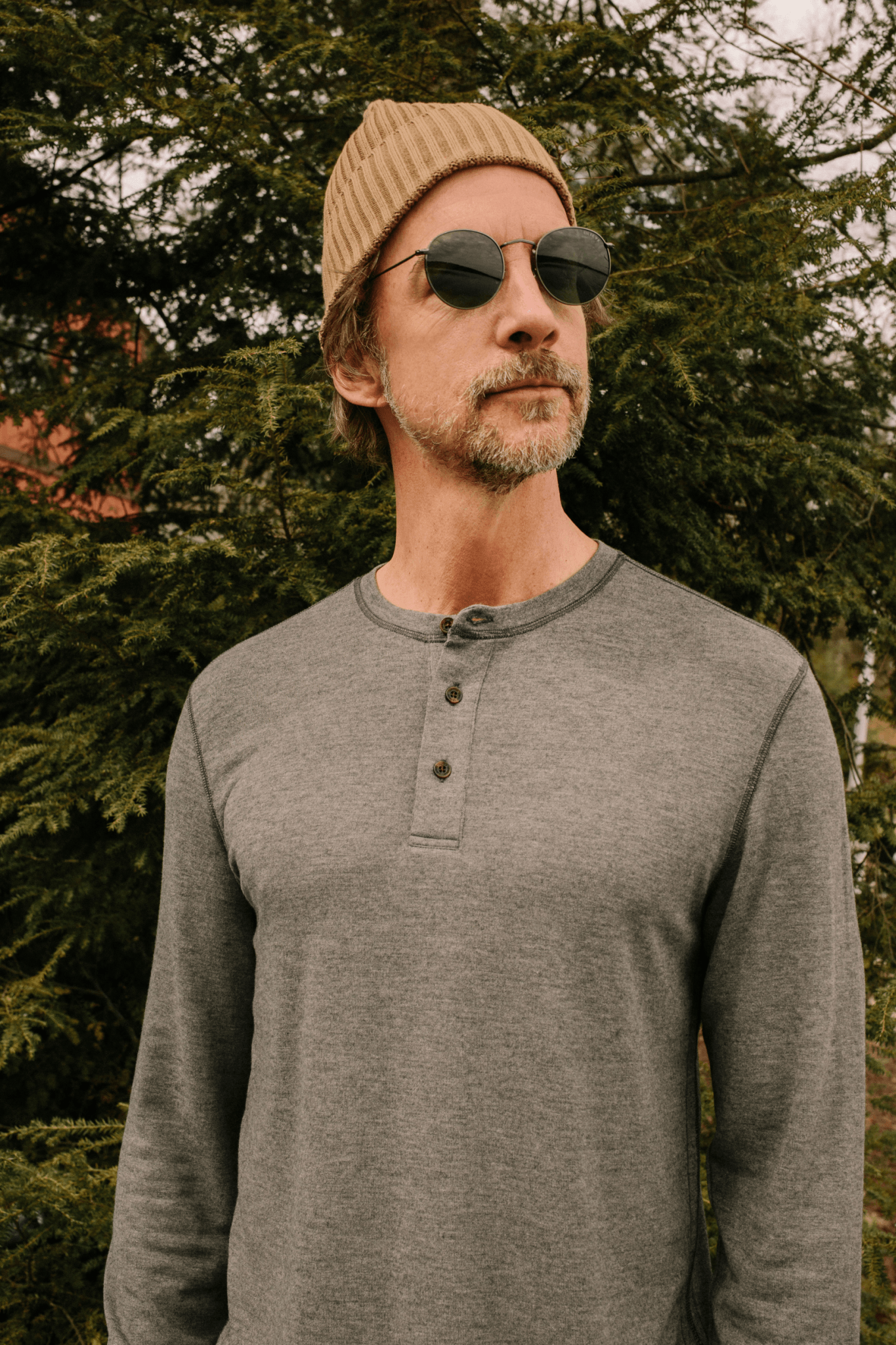 Sean Classic Soft Henley - Charcoal Heather