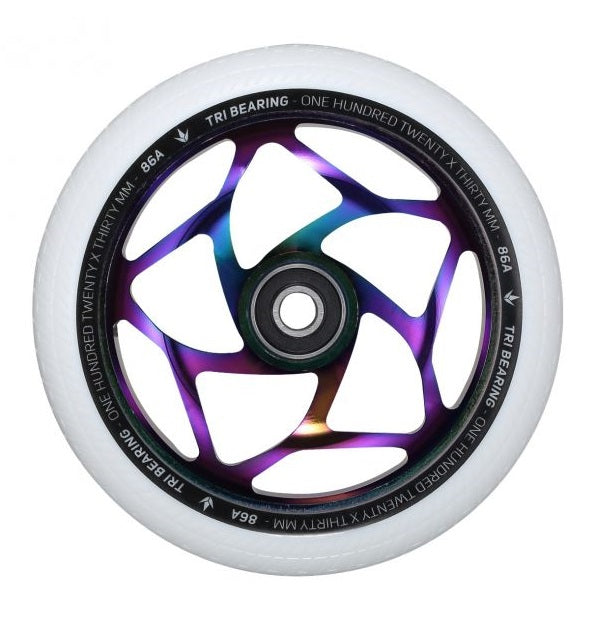 Envy Tri Bearing Scooter Wheels 120mm x 30mm - Oil Slick/White (Pair)