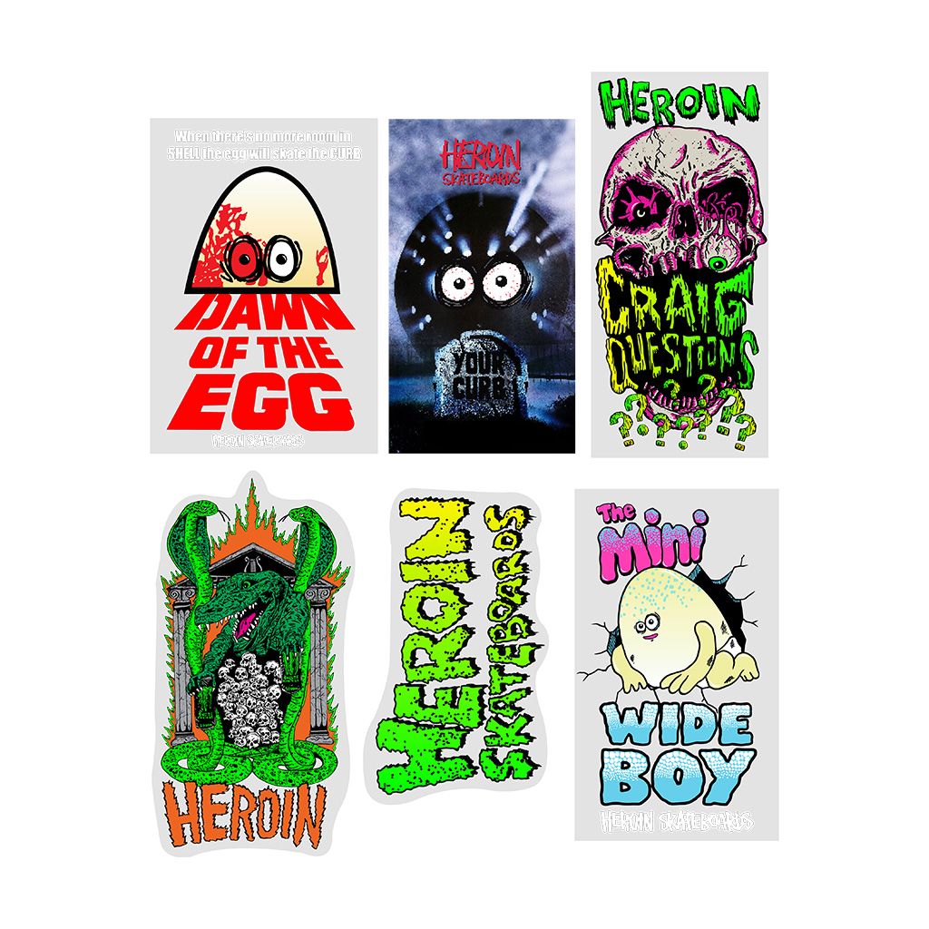 Heroin "Dawn Of The Egg" 6x Sticker Pack