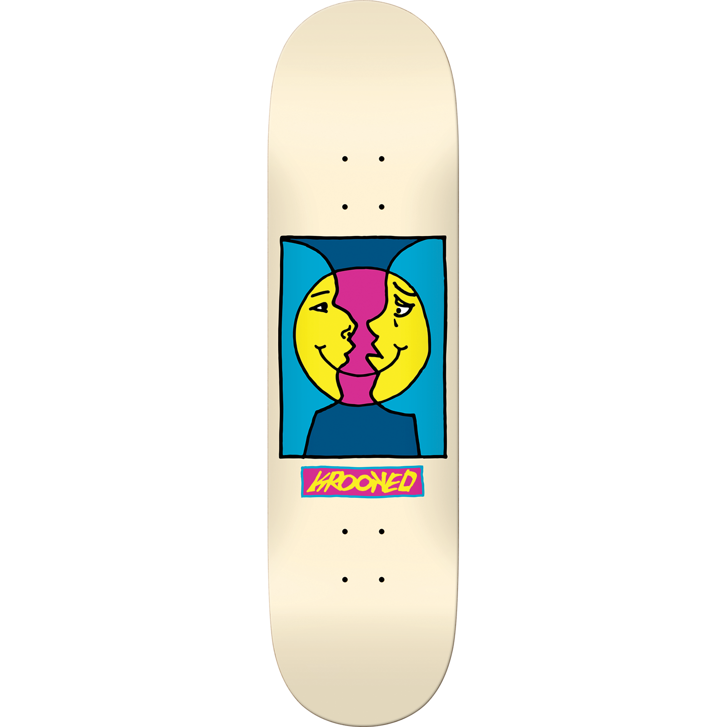 Krooked Moon Smile Skateboard Deck - 8.38″ Cream