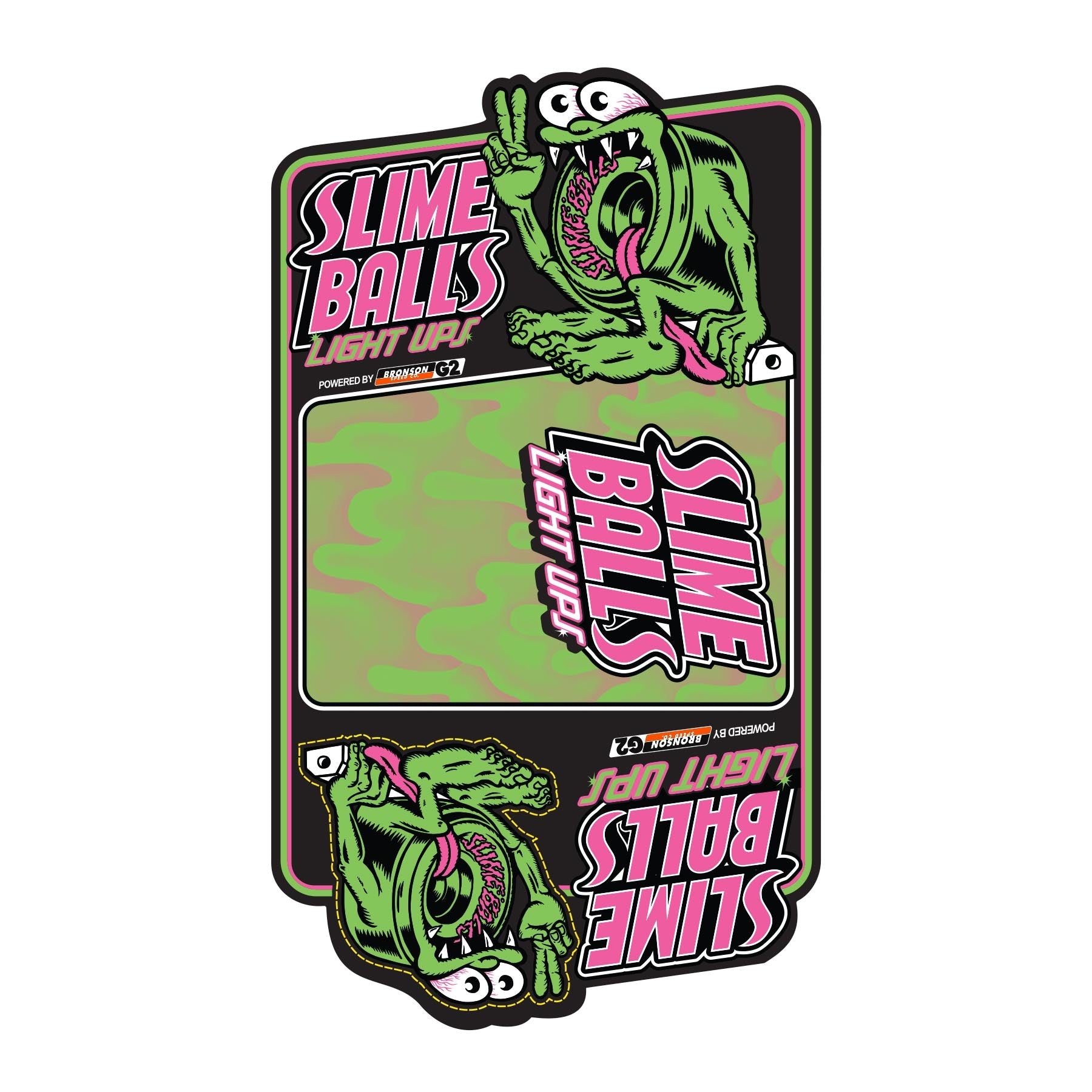 Slime Balls Screaming Slime Light Ups OG Slime Green Yellow 60mm 78a Skateboard Wheels